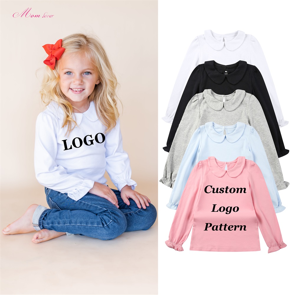 100% češljani pamuk Peter Pan Collar Kids majice