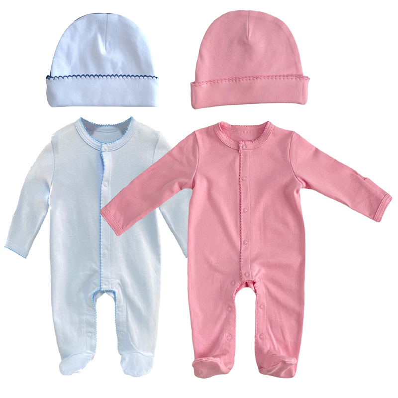 Prilagođeni organski pamučni pamuk Picot Trim Foosie Swaddle Set
