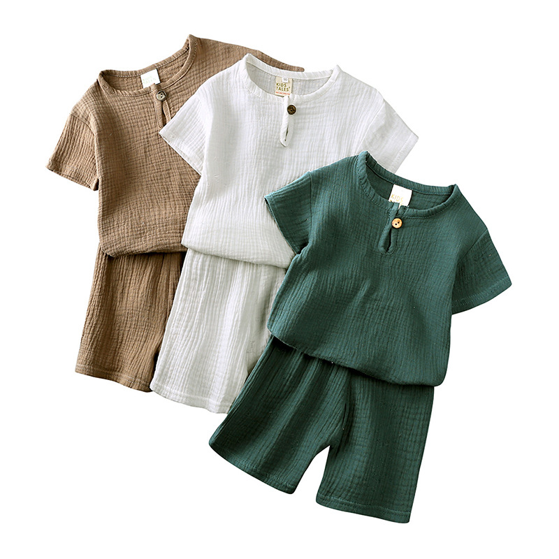 Toddler muslin outfit set okruglog dekolte kratkih rukava